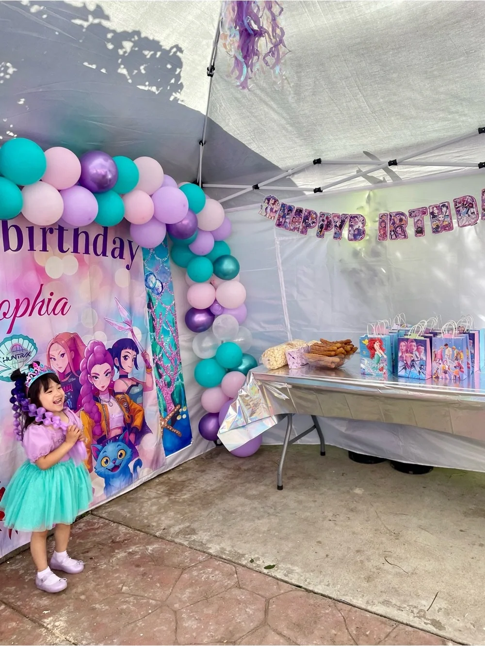 Happy Birthday Backdrops Personalized Sophia, little mermaid, kpop